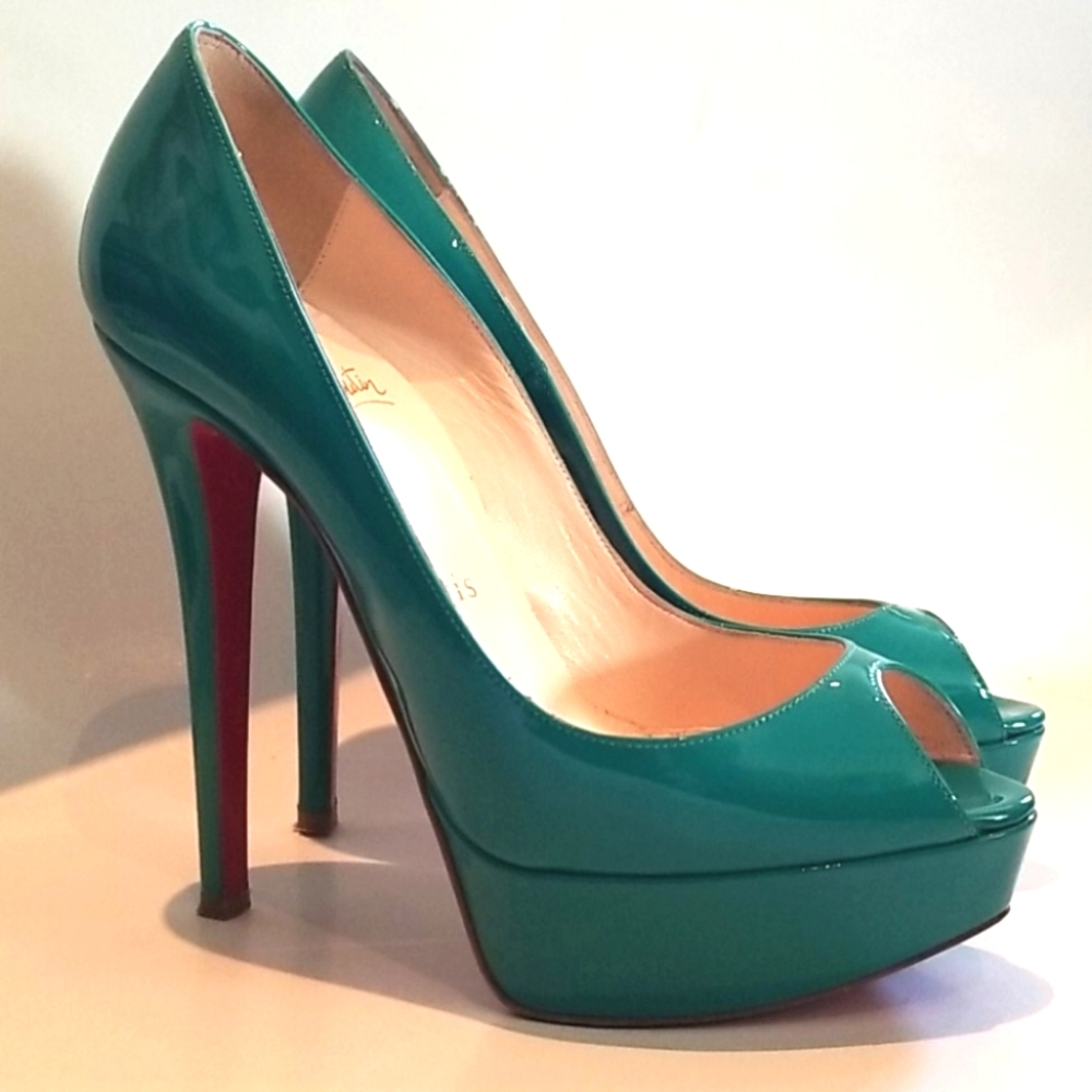 Christian Louboutin Banana 140 Patent Jade Sz 36